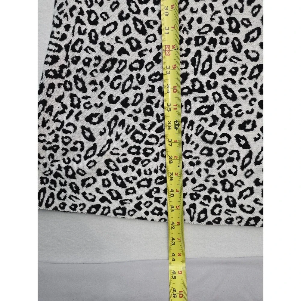 Nina Leonard Leopard Print A-Line Dress L Black White Rayon Knit Animal Print